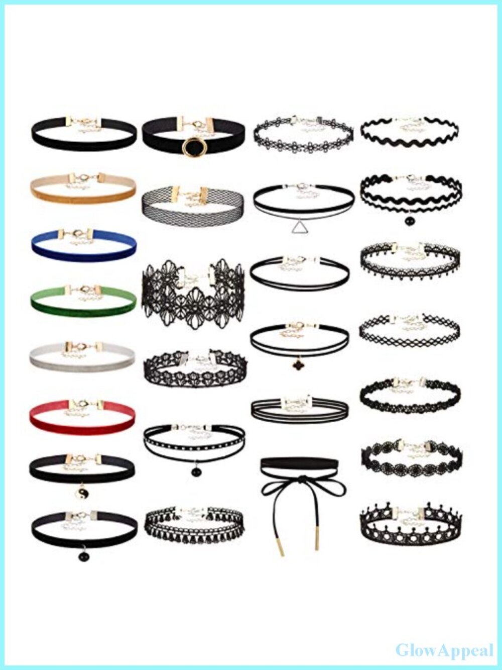 27 Pc Choker Necklace Set Velvet Lace Gothic Layered Adjustable Stretch